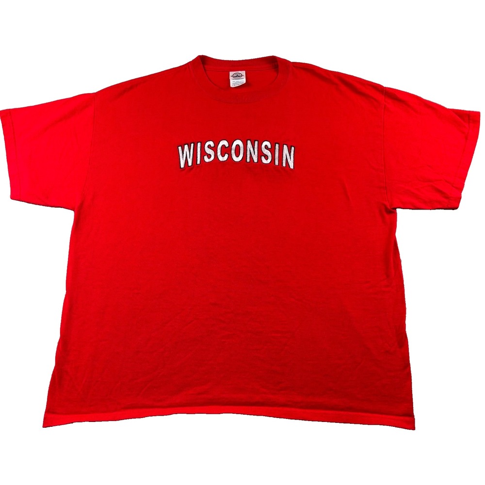 Vintage 90's Wisconsin Badgers Football Delta Shirt Mens XL Red Embroidered